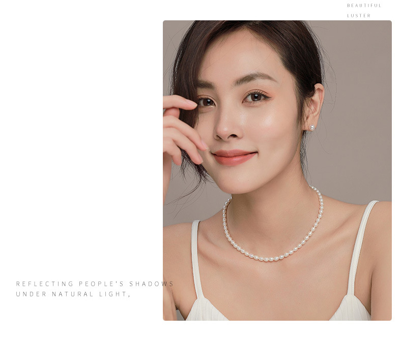 Classic Strand Double Pearl Elegant White Pearl Necklace with Silver Clasp